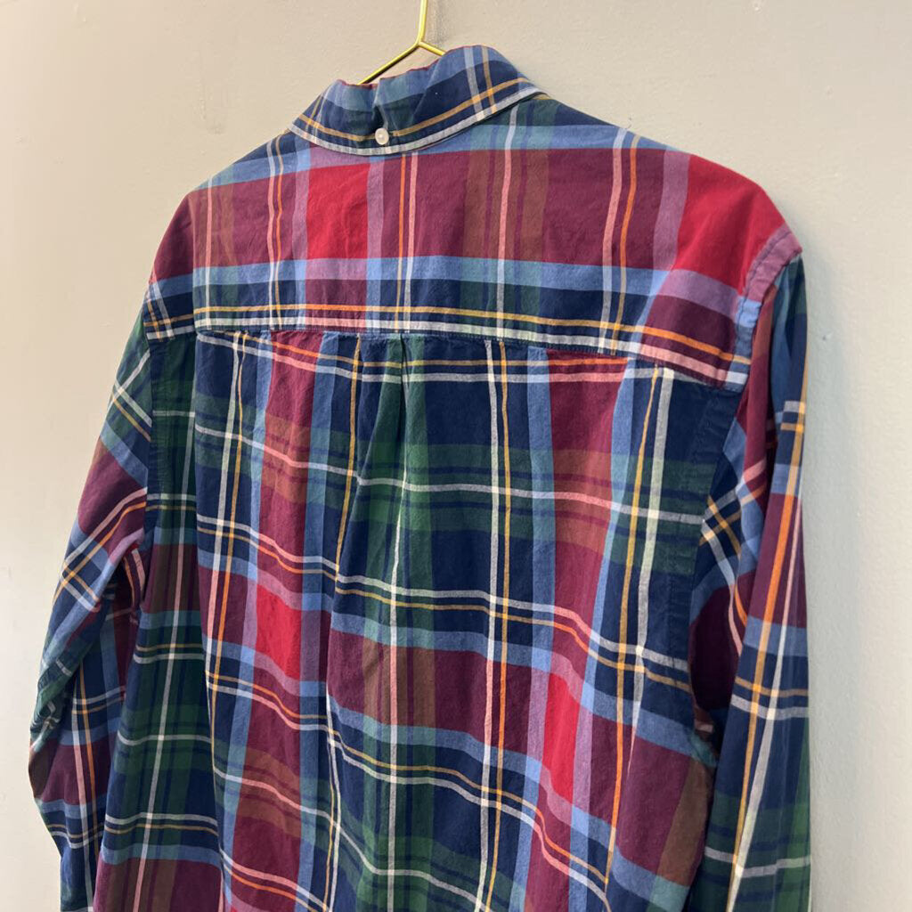 St John's Bay Red/ Multi Plaid Long Sleeve Button Down Top Large