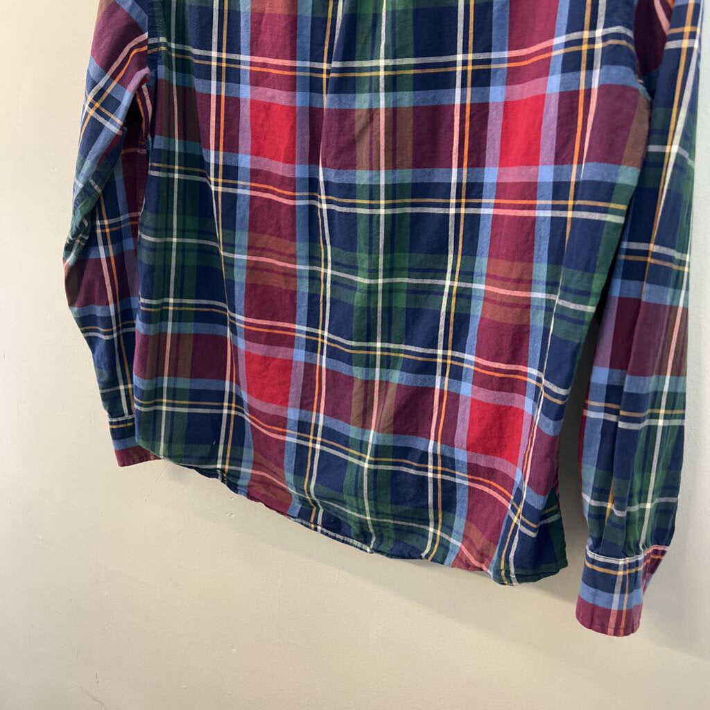 St John's Bay Red/ Multi Plaid Long Sleeve Button Down Top Large