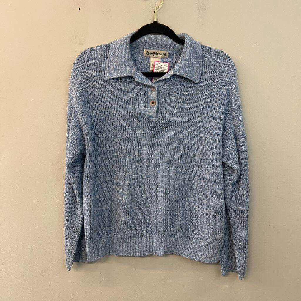 Norm Thompson Blue Knit Long Sleeve Top Medium