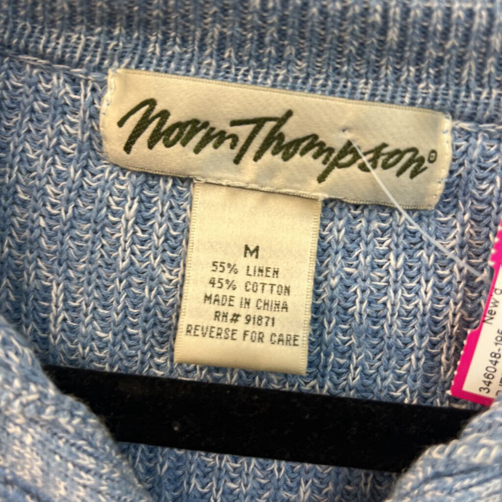 Norm Thompson Blue Knit Long Sleeve Top Medium