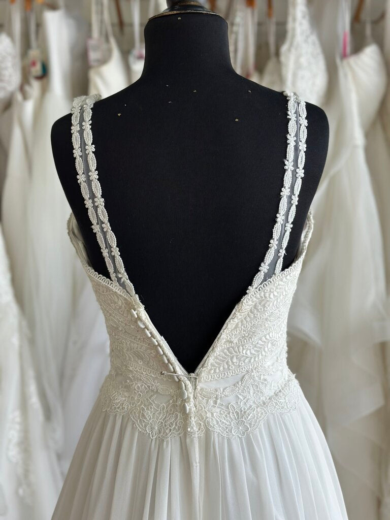 Lillian West 6431 Lace Tiered Skirt Bridal Dress 4