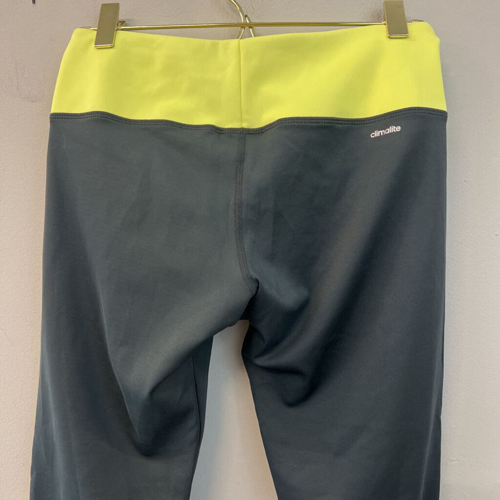 Adidas Grey/ Lime Green Cropped Athletic Leggings Medium