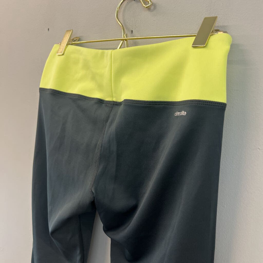 Adidas Grey/ Lime Green Cropped Athletic Leggings Medium