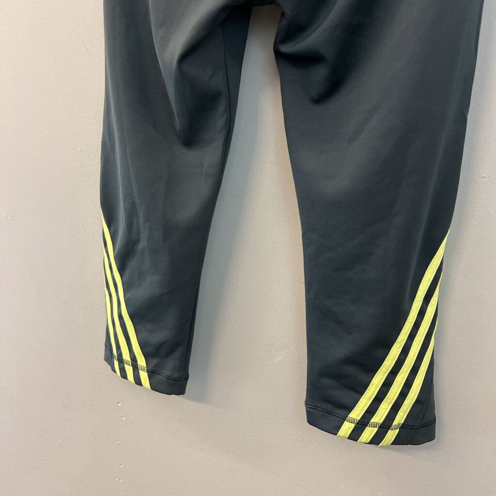 Adidas Grey/ Lime Green Cropped Athletic Leggings Medium