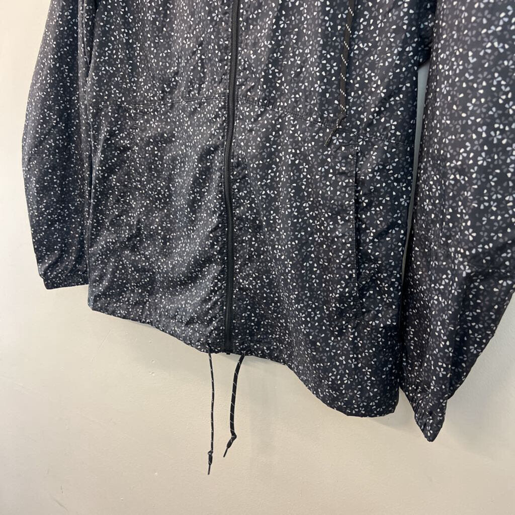 Columbia Black/ Grey Print Long Sleeve Zip Up Rain Jacket Small