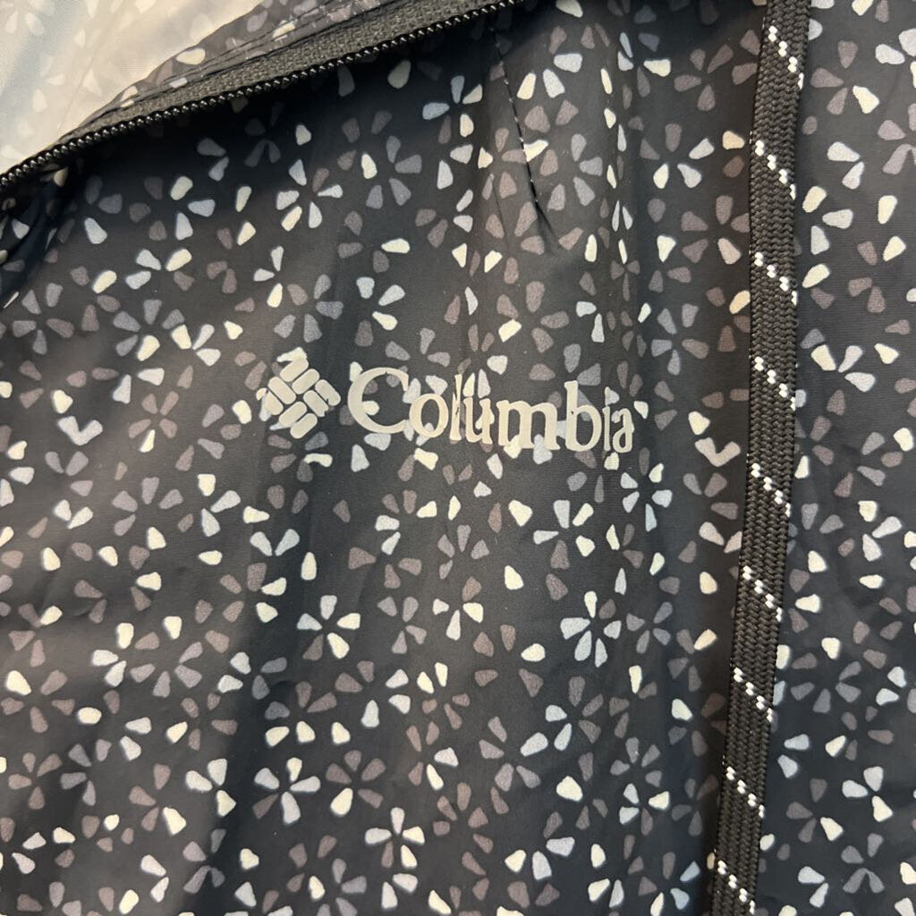 Columbia Black/ Grey Print Long Sleeve Zip Up Rain Jacket Small
