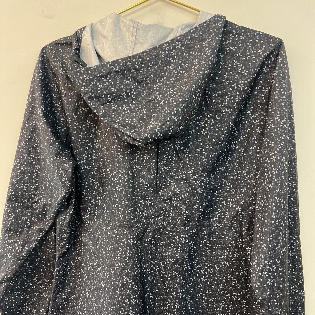 Columbia Black/ Grey Print Long Sleeve Zip Up Rain Jacket Small