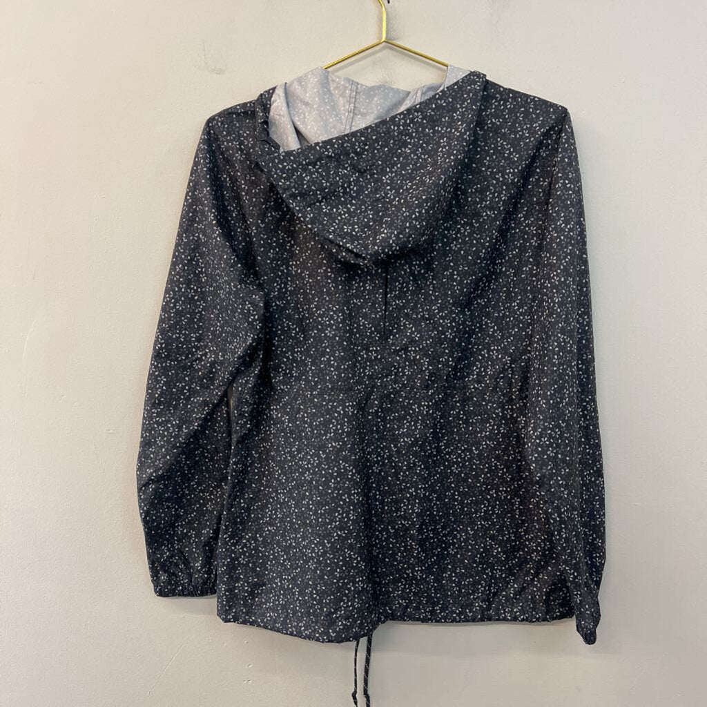 Columbia Black/ Grey Print Long Sleeve Zip Up Rain Jacket Small