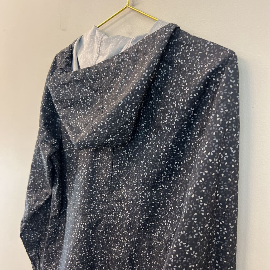 Columbia Black/ Grey Print Long Sleeve Zip Up Rain Jacket Small