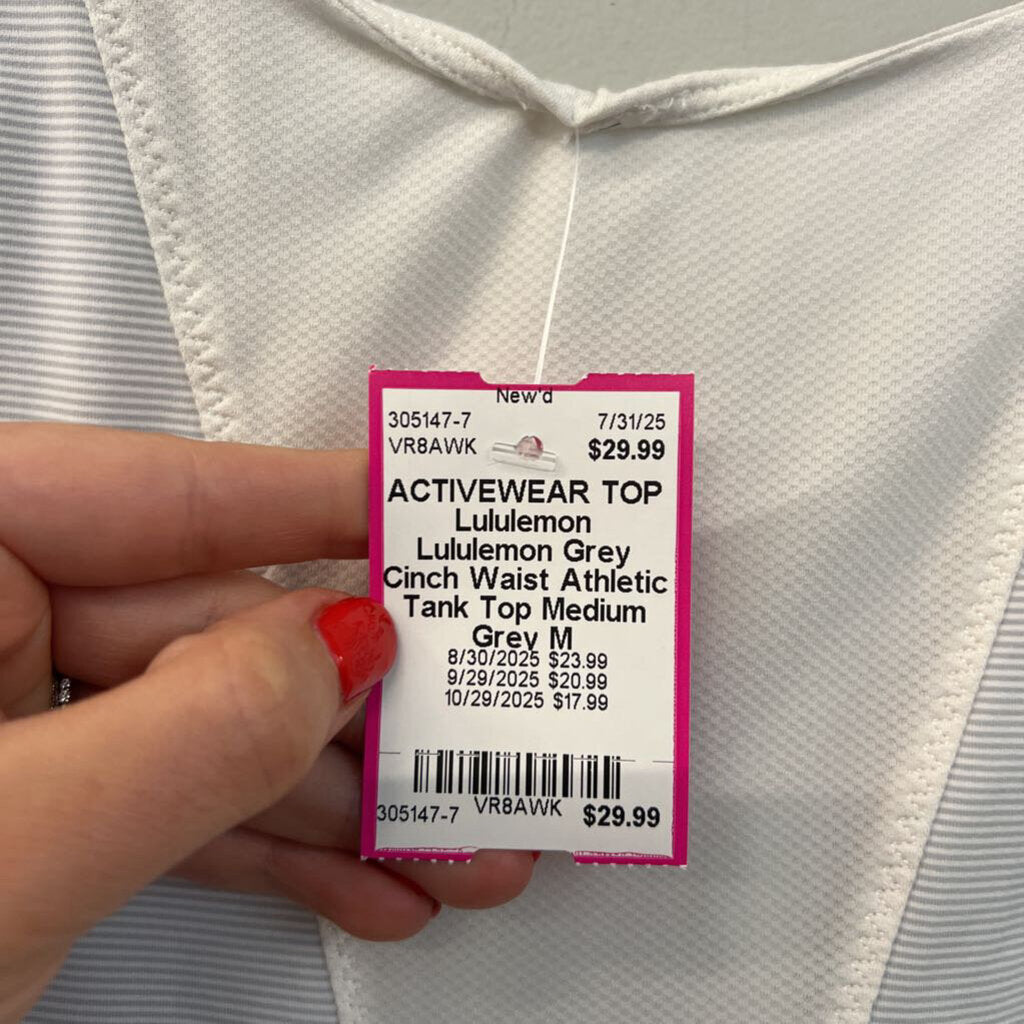 Lululemon Grey Cinch Waist Athletic Tank Top Medium