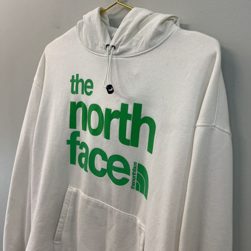 The North Face White/ Green Logo Hoodie Medium