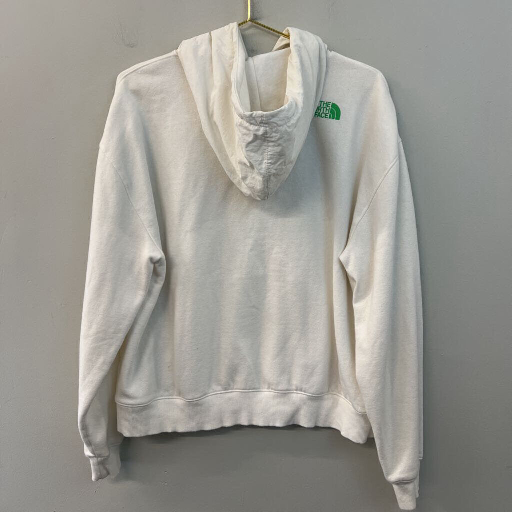The North Face White/ Green Logo Hoodie Medium