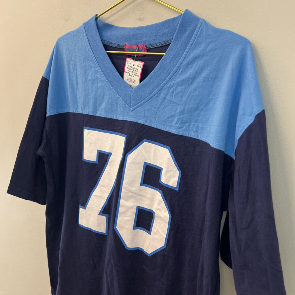 Edikted Blue 76 Short Sleeve Graphic Tee Medium