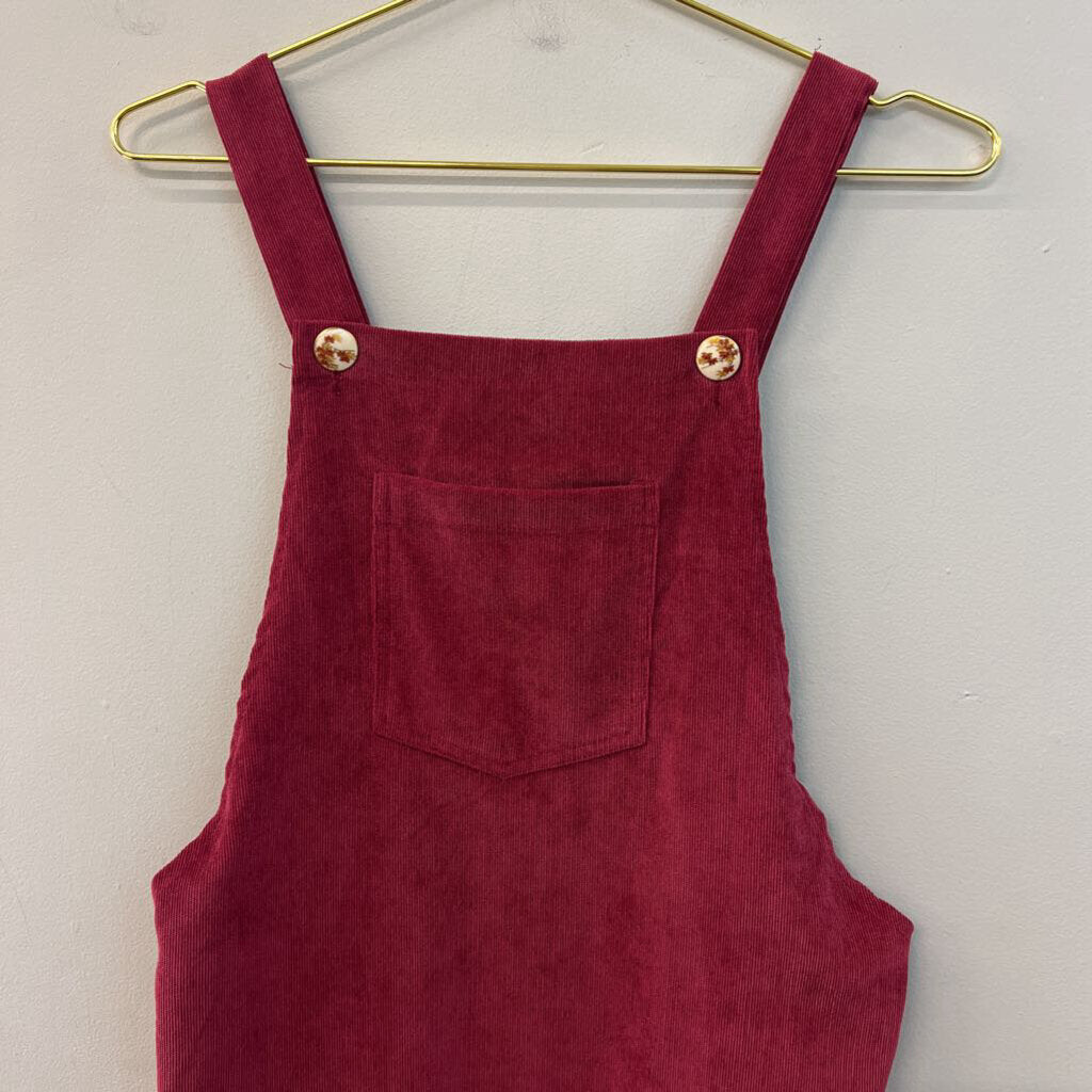 Burgundy Corduroy Overall Dress Small