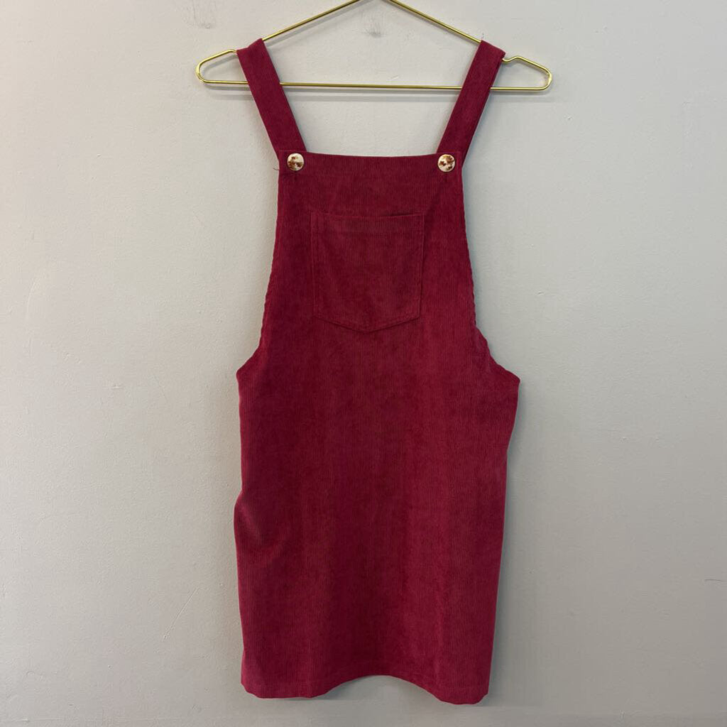 Burgundy Corduroy Overall Dress Small