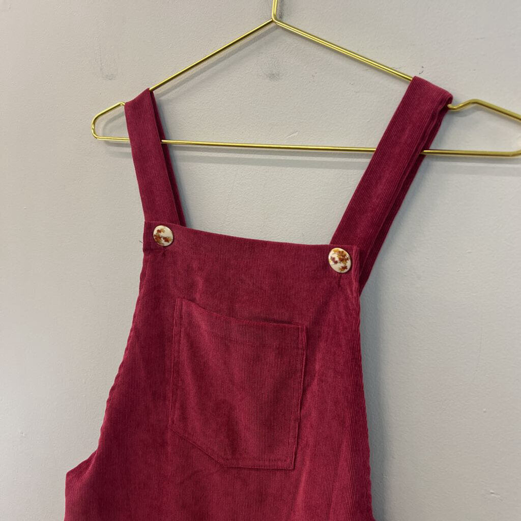 Burgundy Corduroy Overall Dress Small