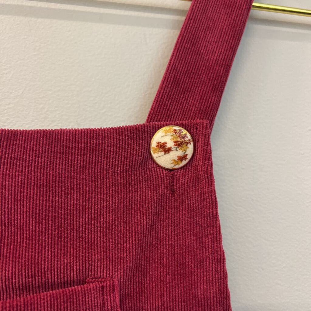 Burgundy Corduroy Overall Dress Small