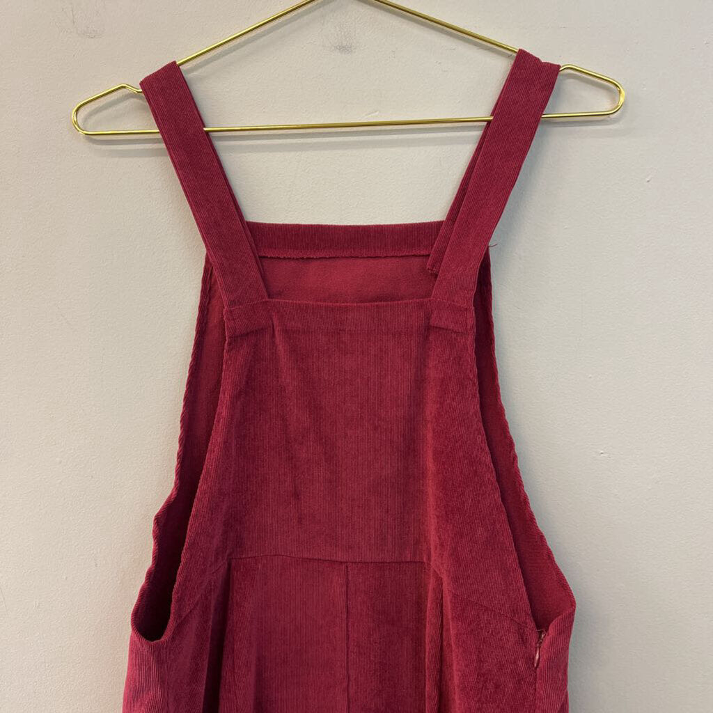 Burgundy Corduroy Overall Dress Small
