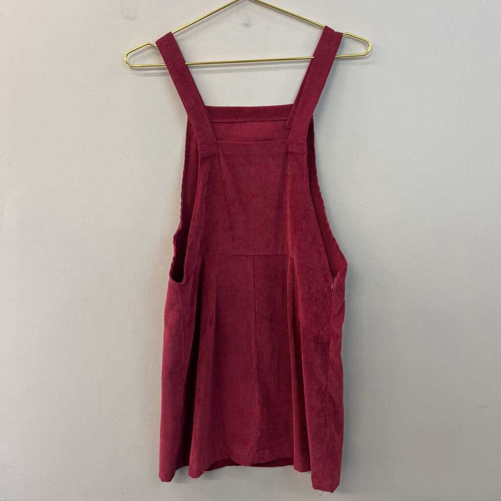 Burgundy Corduroy Overall Dress Small