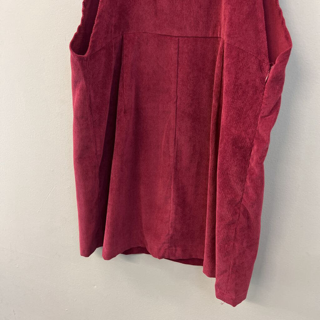 Burgundy Corduroy Overall Dress Small