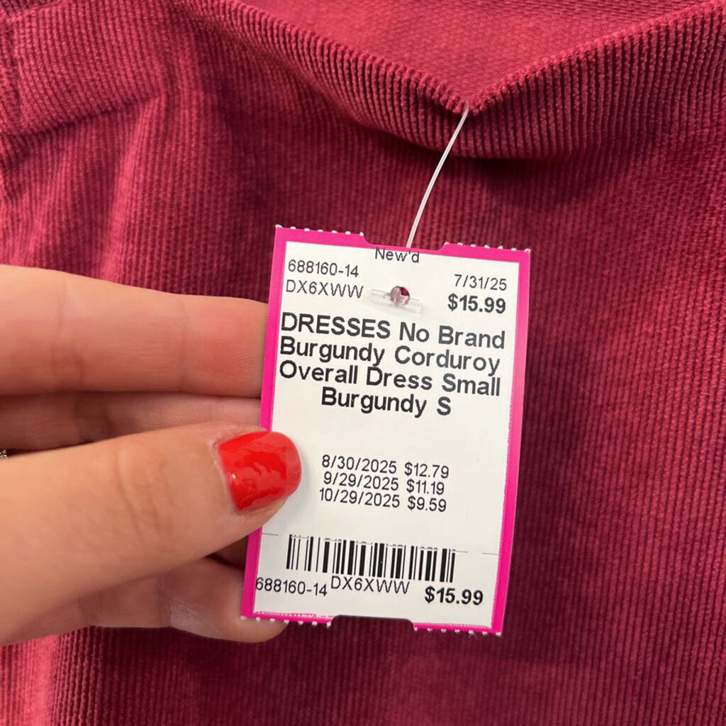 Burgundy Corduroy Overall Dress Small