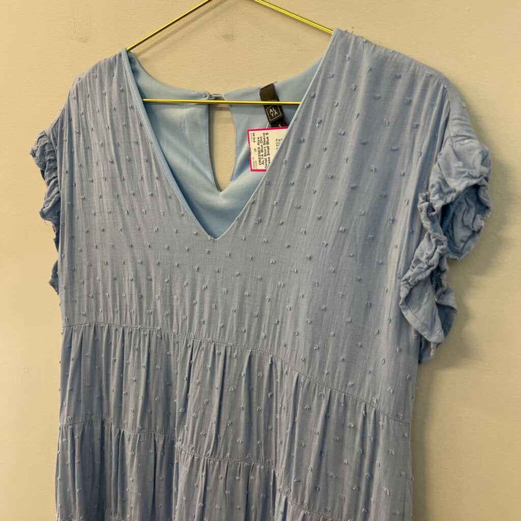 ALYA Blue Dot Detail Short Sleeve Dress Small