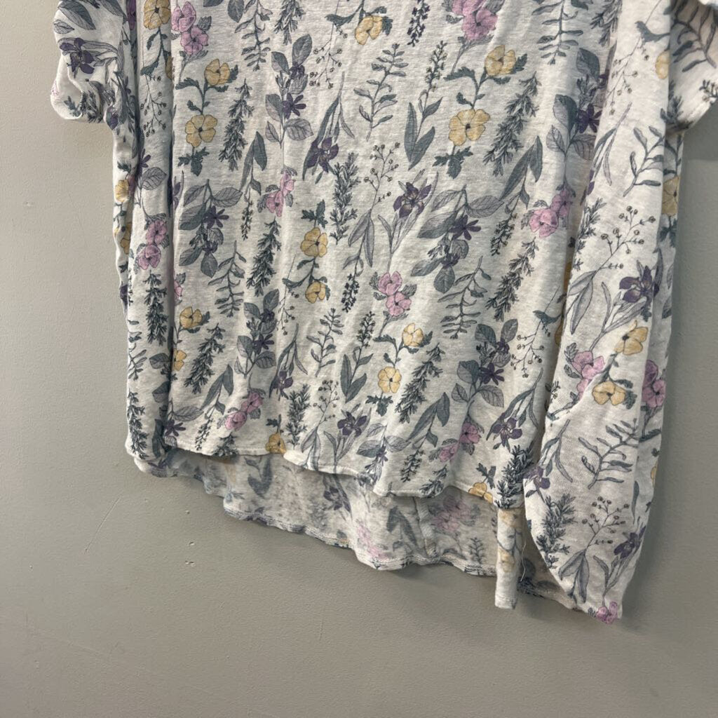 Rachel Ashwell White/ Multi Flower Print Short Sleeve Top 3X