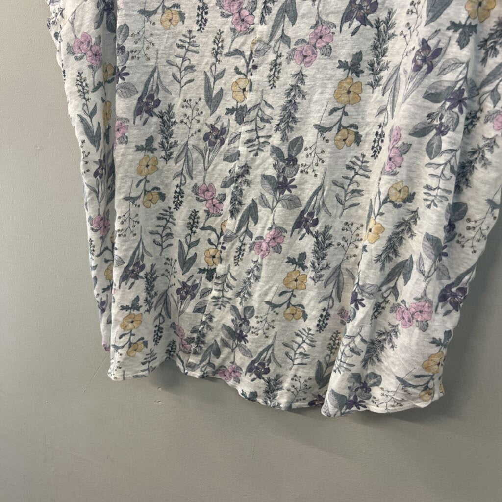 Rachel Ashwell White/ Multi Flower Print Short Sleeve Top 3X