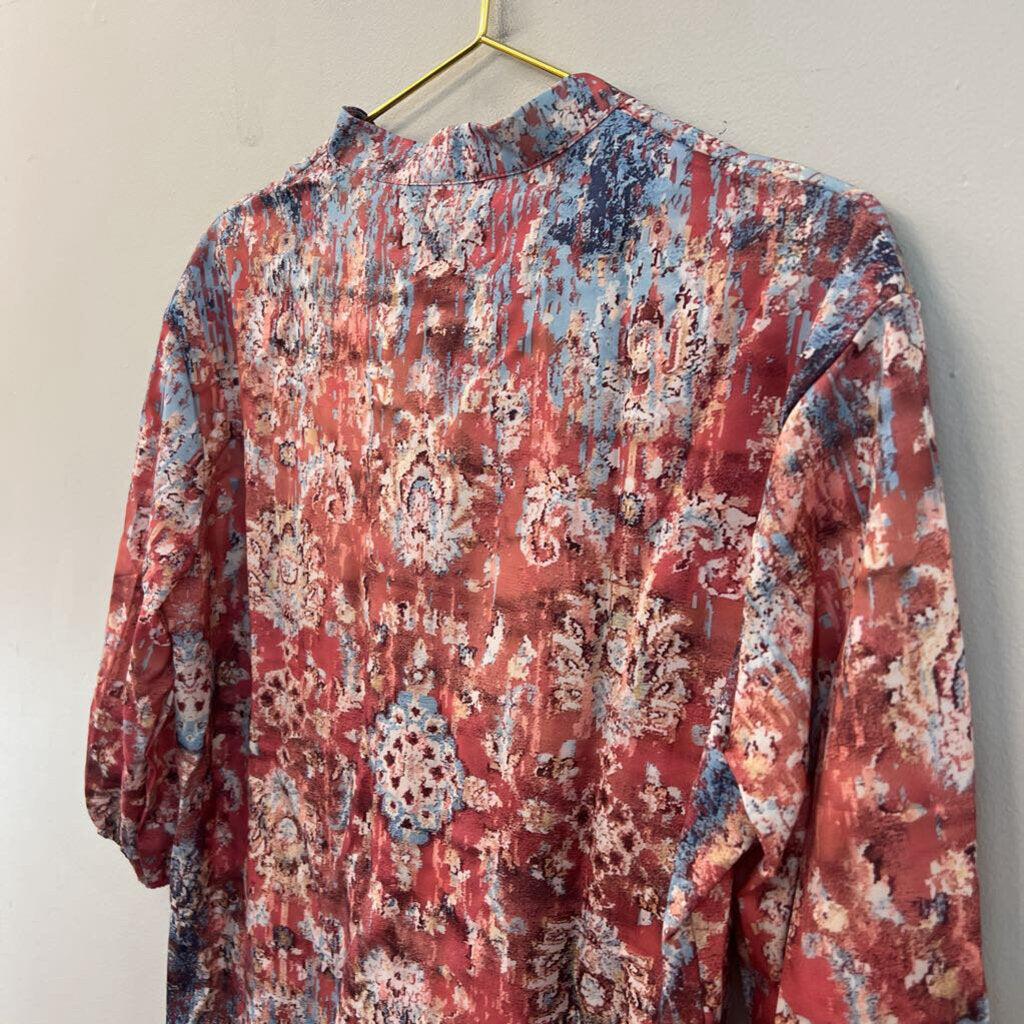 Orange/ Multi Print Button Front Top Large
