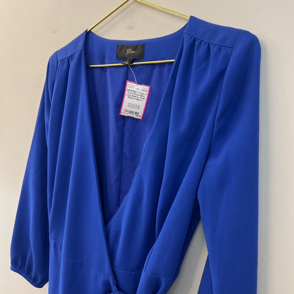 J Crew Royal Blue Long Sleeve Wrap Dress 2