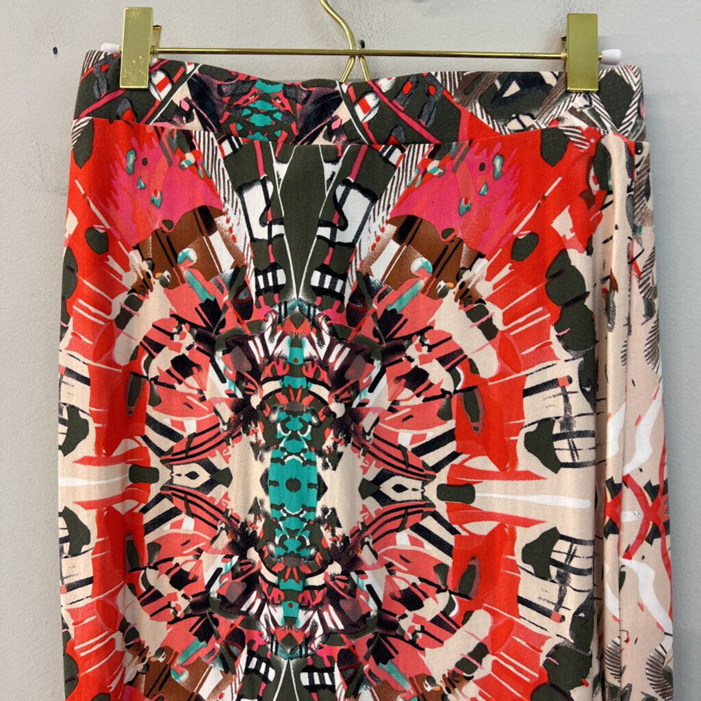 Maeve Beige/ Multi Print Faux Wrap Skirt Extra Small
