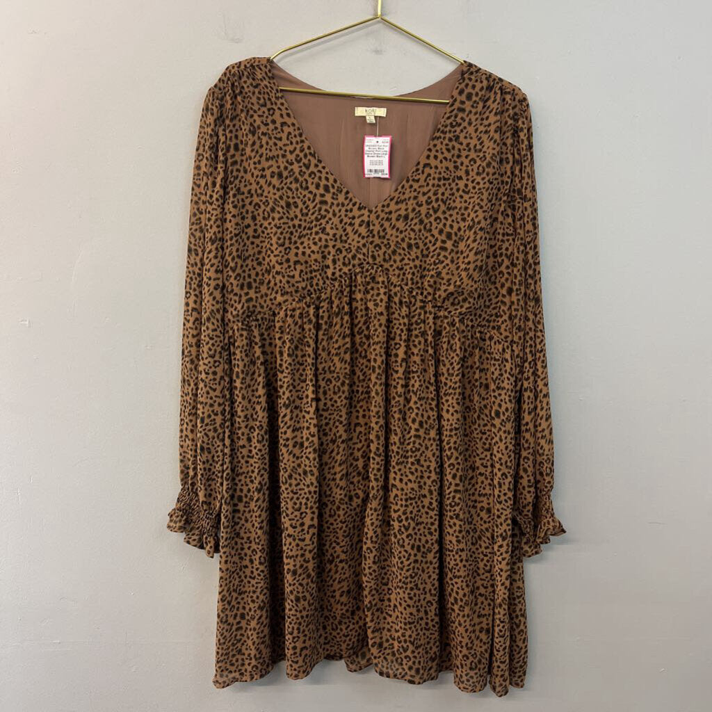 Kori Brown/ Black Cheetah Print Long Sleeve Dress Large