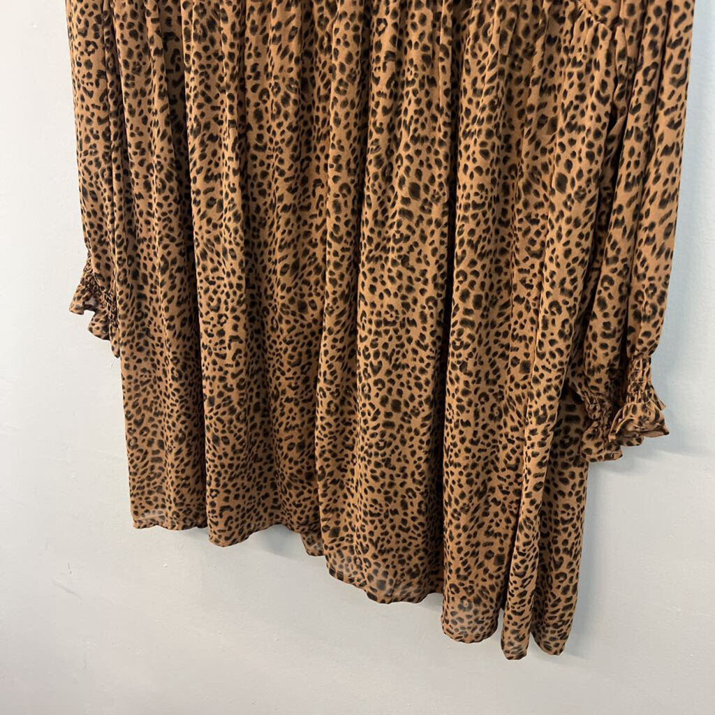 Kori Brown/ Black Cheetah Print Long Sleeve Dress Large
