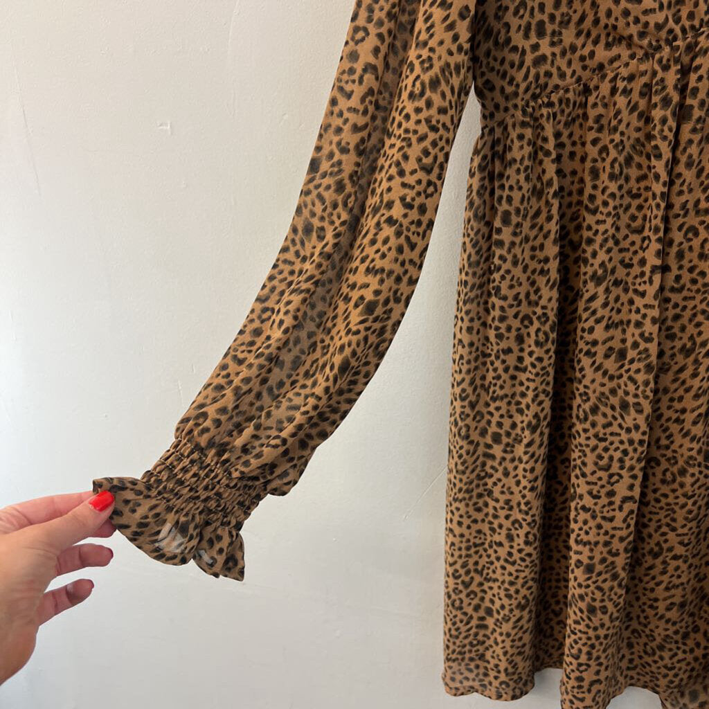 Kori Brown/ Black Cheetah Print Long Sleeve Dress Large