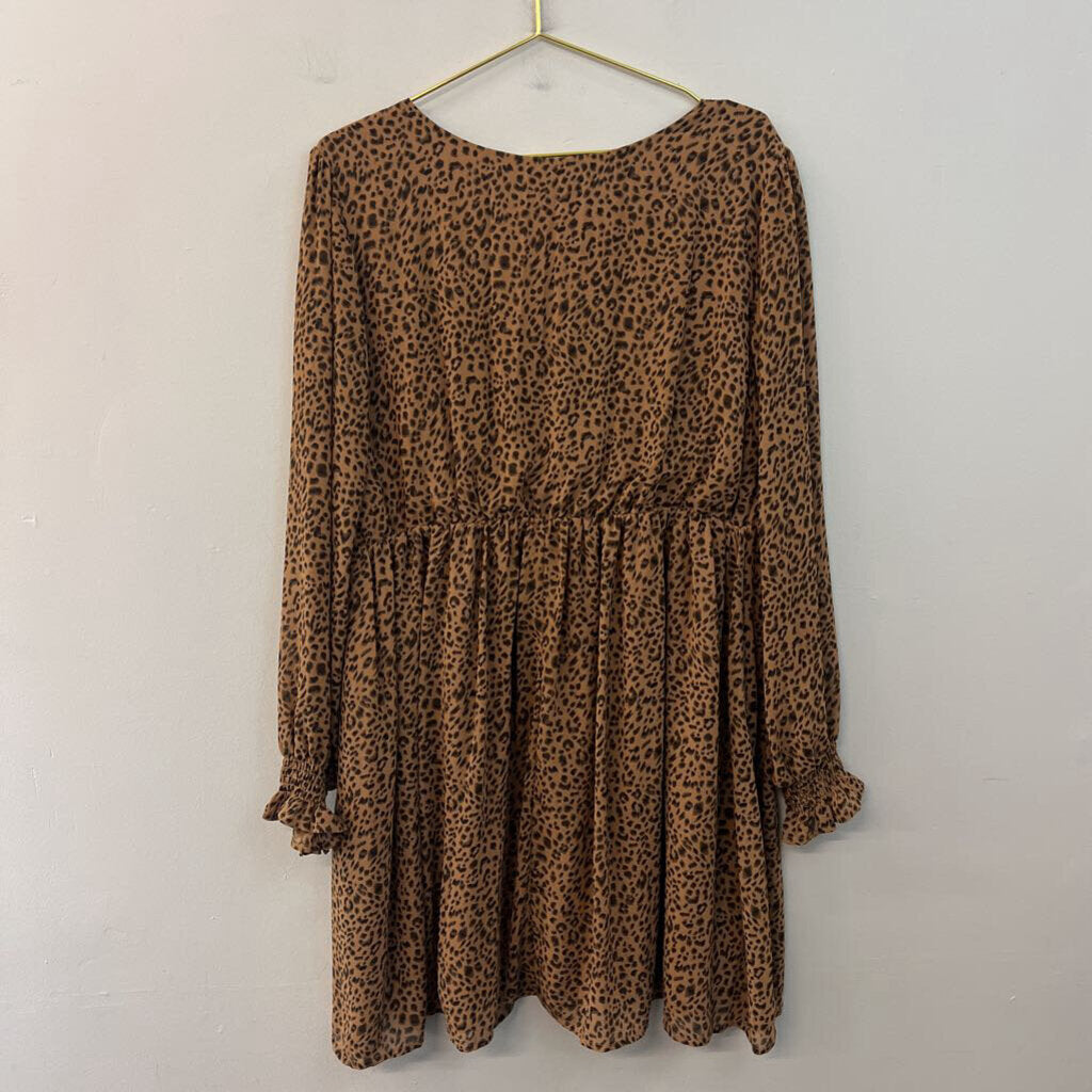 Kori Brown/ Black Cheetah Print Long Sleeve Dress Large