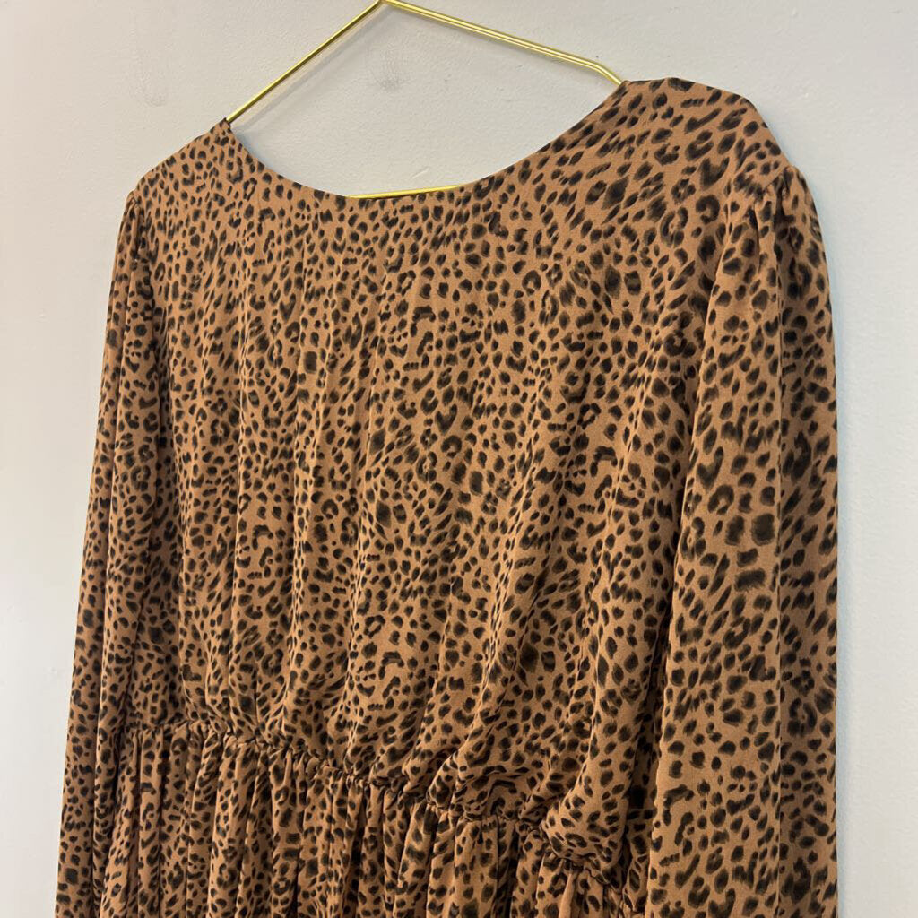 Kori Brown/ Black Cheetah Print Long Sleeve Dress Large