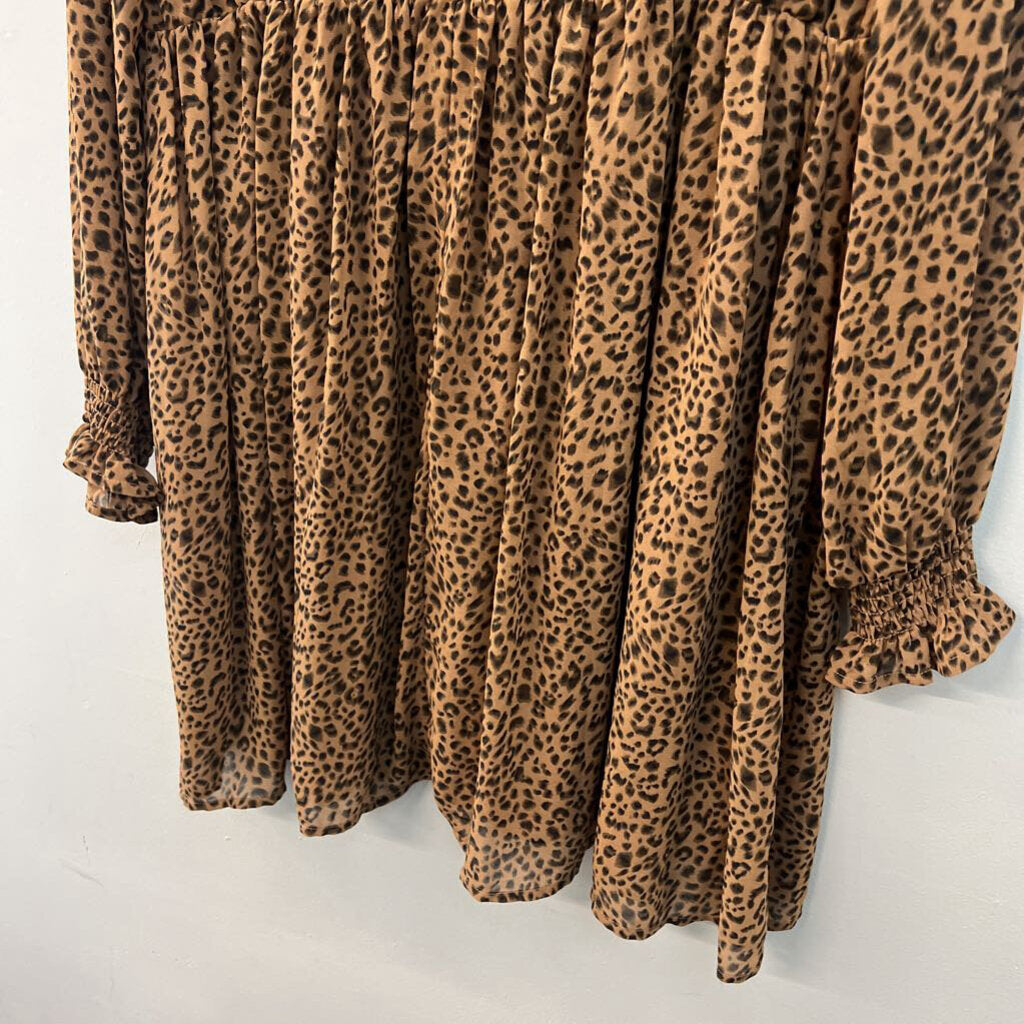 Kori Brown/ Black Cheetah Print Long Sleeve Dress Large