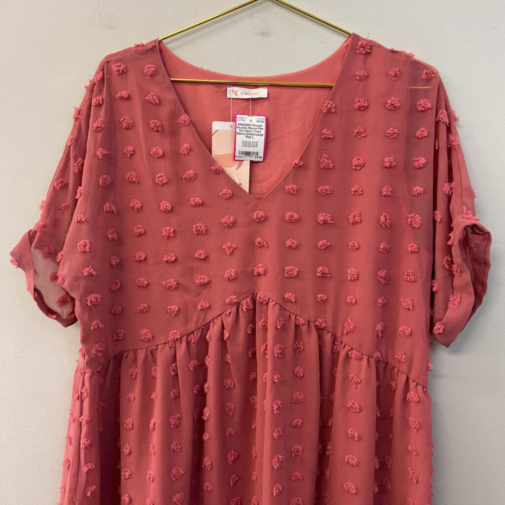 Kirundo Mauve Pink Dot Detail Short Sleeve Dress Large