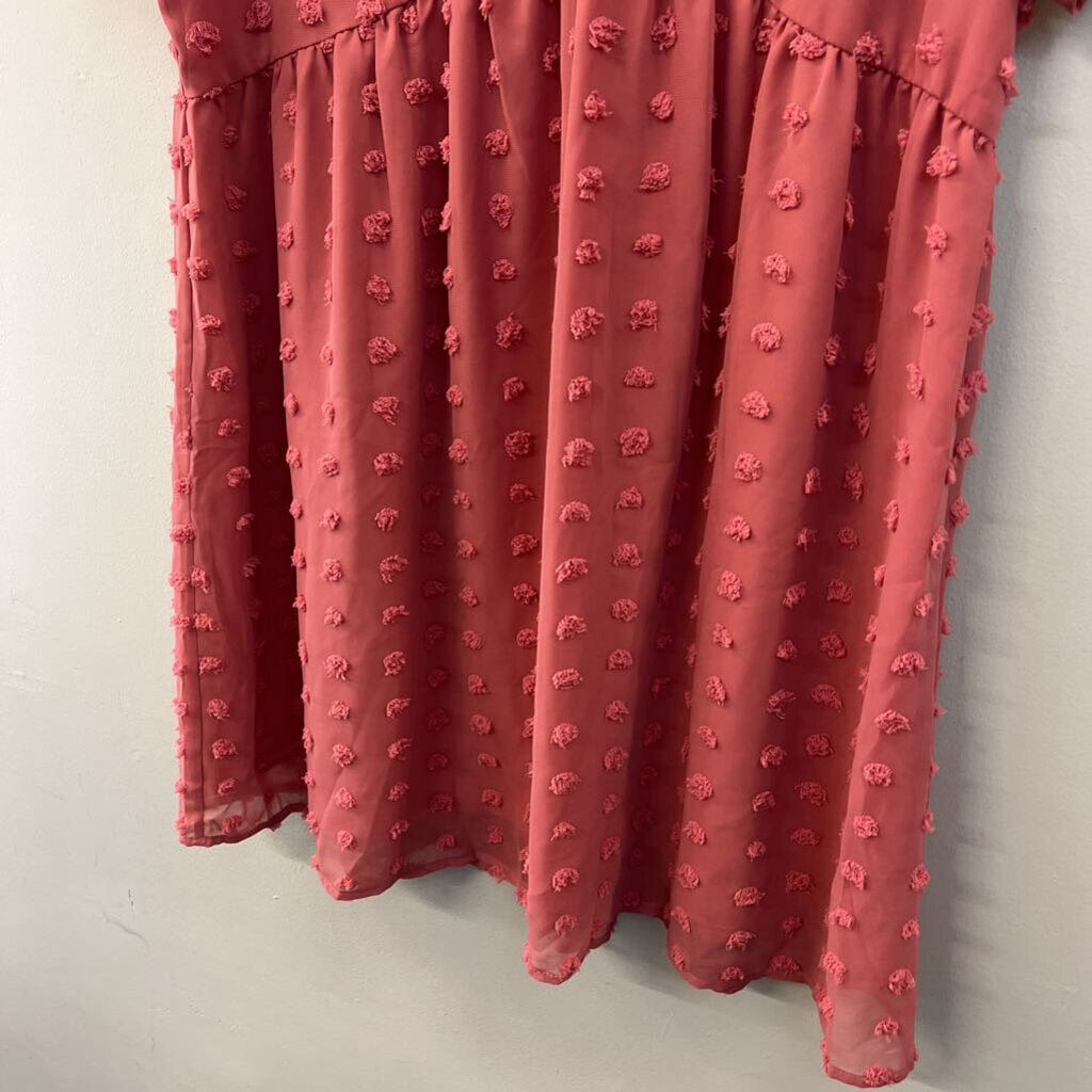 Kirundo Mauve Pink Dot Detail Short Sleeve Dress Large