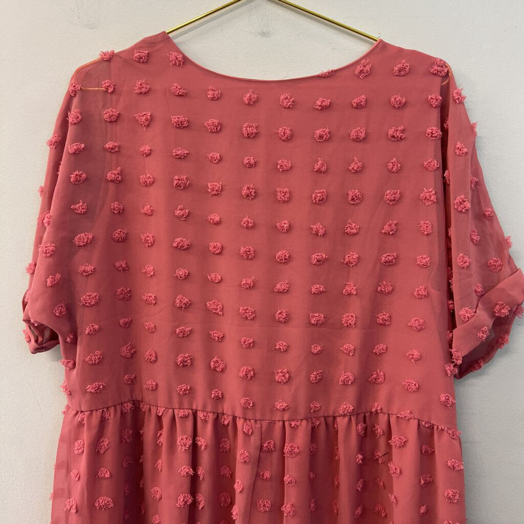 Kirundo Mauve Pink Dot Detail Short Sleeve Dress Large