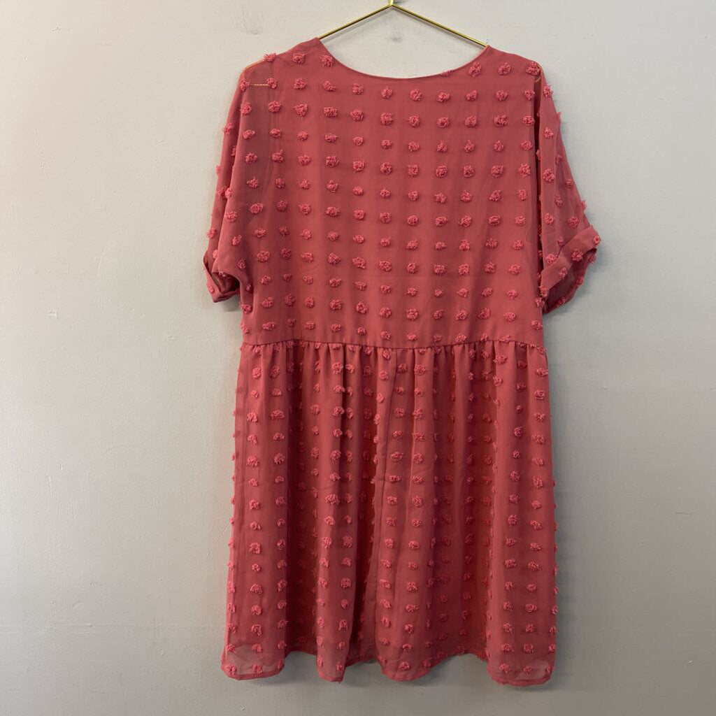 Kirundo Mauve Pink Dot Detail Short Sleeve Dress Large