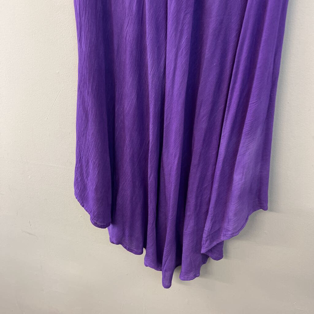Style Style Style Purple Embroidered Print Tank Midi Dress Free Size