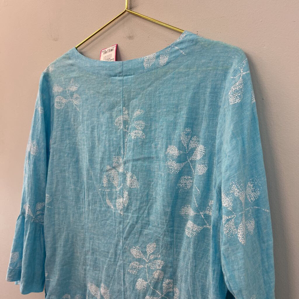 Habitat Blue/ White Print Long Sleeve Dress Large