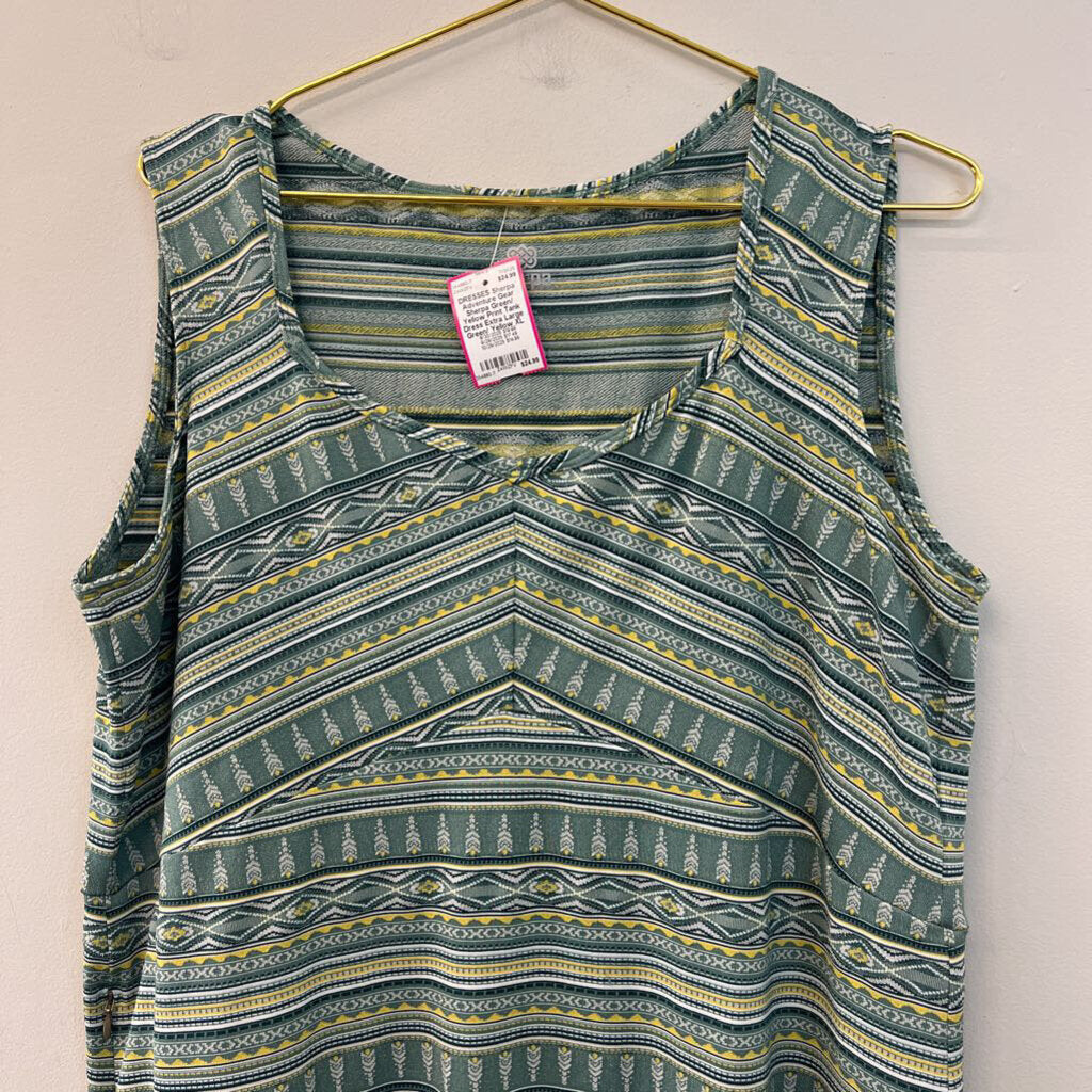 Sherpa Green/ Yellow Print Tank Dress Extra Large