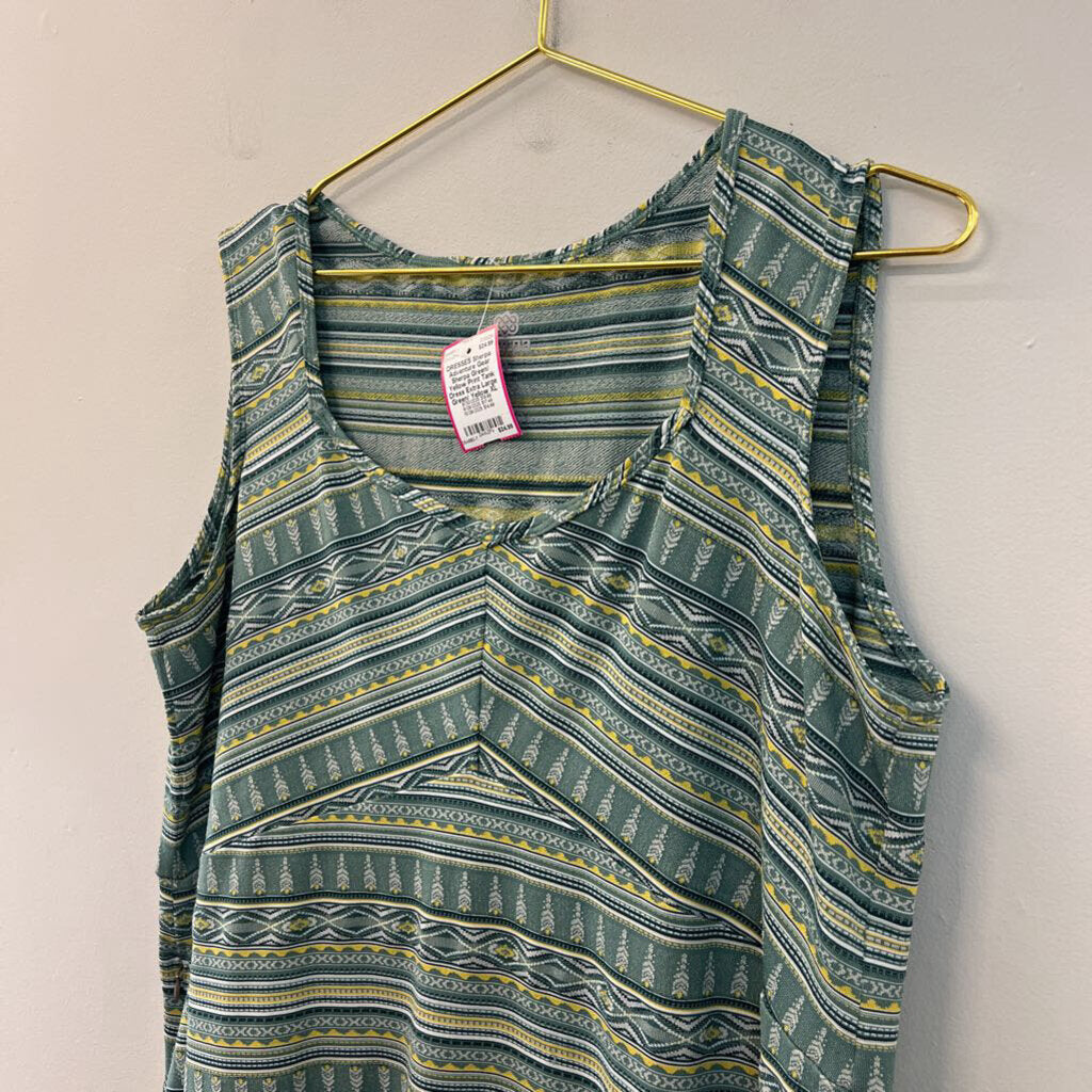 Sherpa Green/ Yellow Print Tank Dress Extra Large
