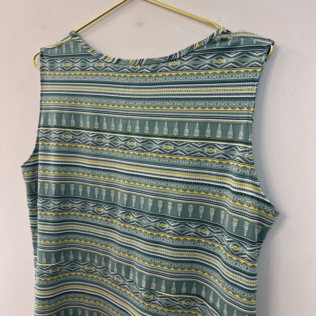 Sherpa Green/ Yellow Print Tank Dress Extra Large