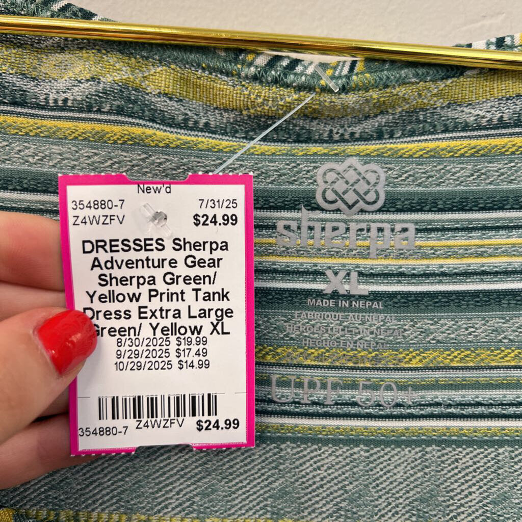 Sherpa Green/ Yellow Print Tank Dress Extra Large