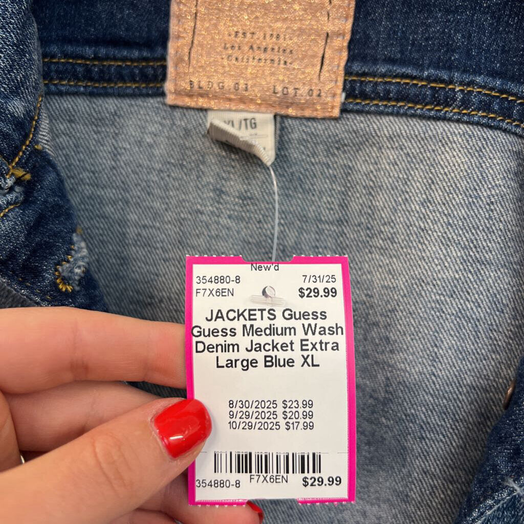 Guess Medium Wash Denim Jacket Extra Large