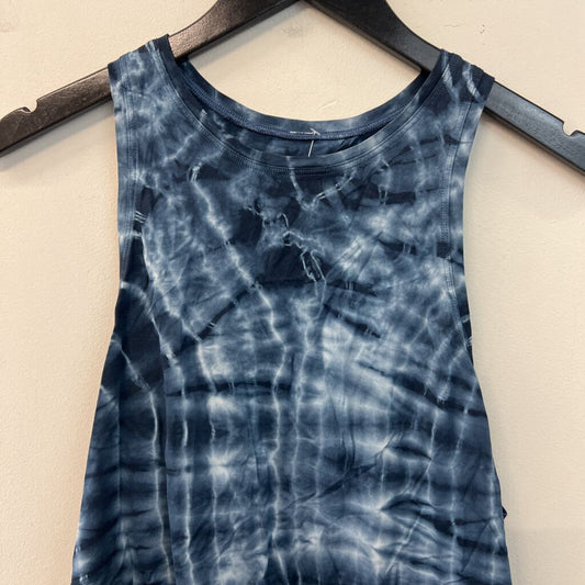 Lululemon Blue/ White Print Open Split Back Tank Top Medium