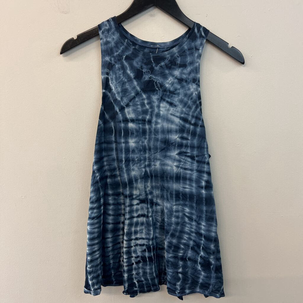 Lululemon Blue/ White Print Open Split Back Tank Top Medium